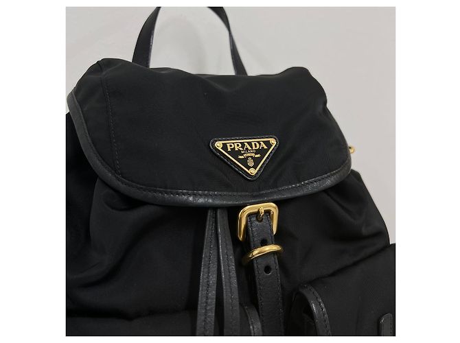 Prada Triangle Logo Nylon Backpack Black - view 5