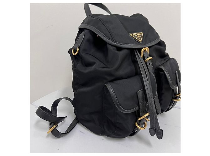 Prada Triangle Logo Nylon Backpack Black - view 6