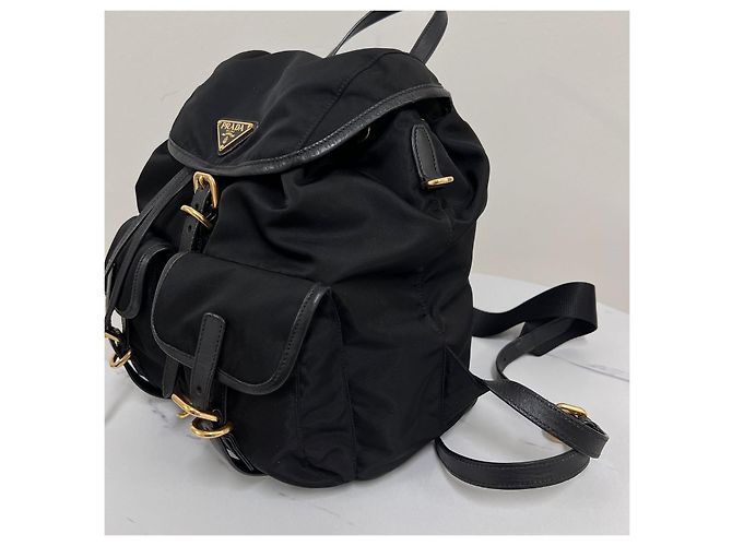 Prada Triangle Logo Nylon Backpack Black - view 7
