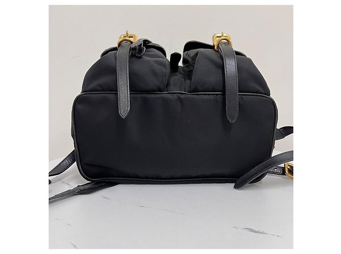 Prada Triangle Logo Nylon Backpack Black - view 8