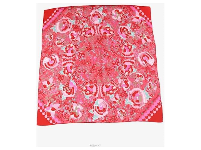 Louis Vuitton Sciarpa a fiori rosso e rosa - vista 2