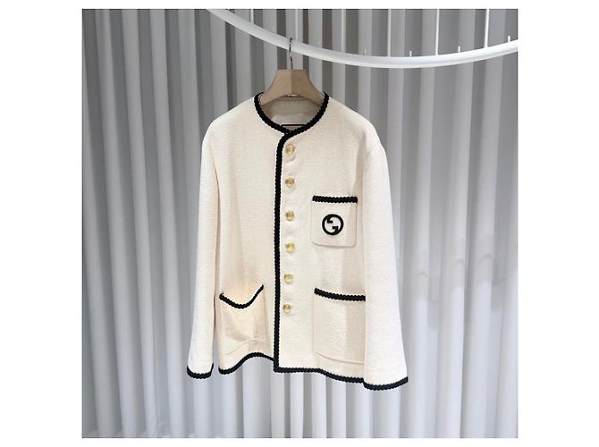 Gucci Embroidered Wool Tweed Jacket White - view 2