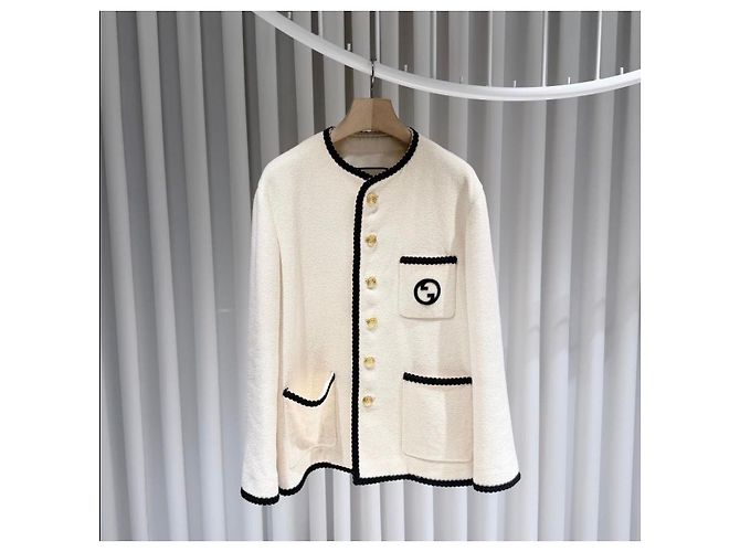 Gucci Embroidered Wool Tweed Jacket White - view 3