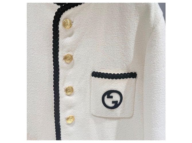 Gucci Embroidered Wool Tweed Jacket White - view 4