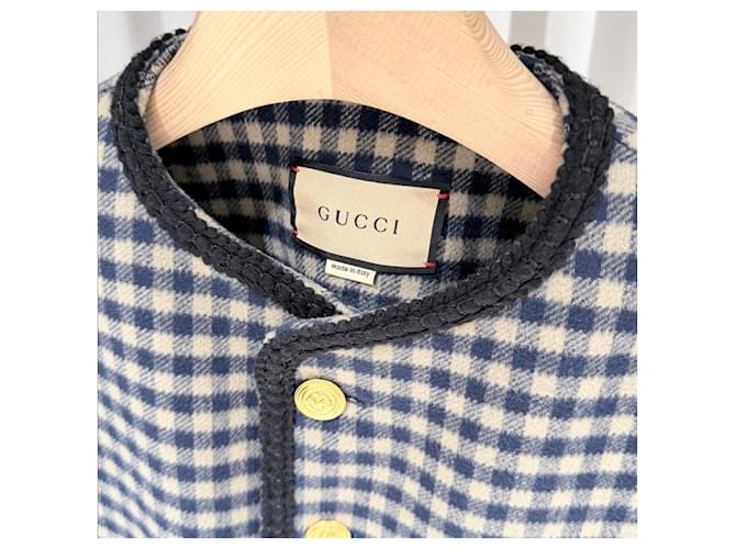 Gucci Wool Gingham Jacket Interlocking Check Jacket Brown - view 4