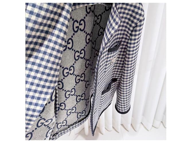 Gucci Wool Gingham Jacket Interlocking Check Jacket Brown - view 5