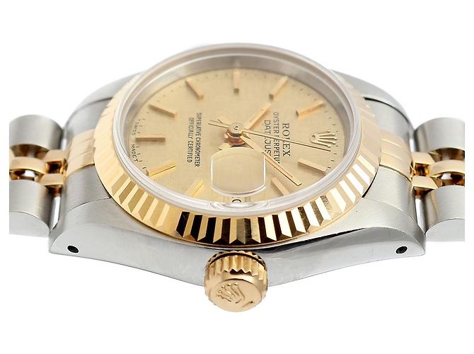 Rolex Vintage Datejust Linen Simple Index Damenuhr Golden - Ansicht 12