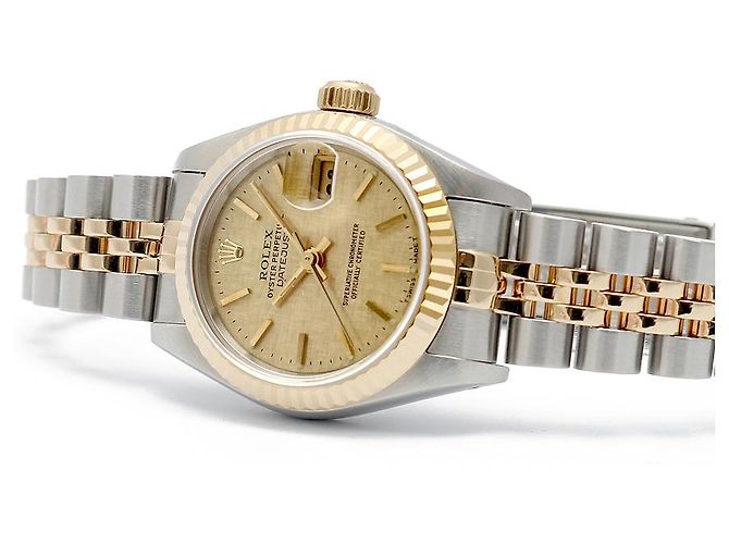 Rolex Vintage Datejust Linen Simple Index Damenuhr Golden - Ansicht 19