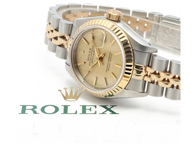 Rolex Vintage Datejust Linen Simple Index Damenuhr Golden - Ansicht 22