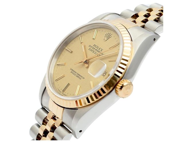 Rolex Orologio Combo da Uomo Datejust Linen Simple Index D'oro - vista 10