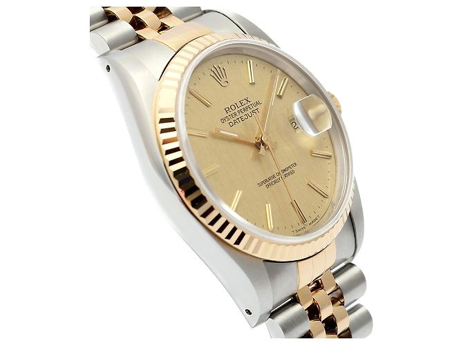Rolex Orologio Combo da Uomo Datejust Linen Simple Index D'oro - vista 11