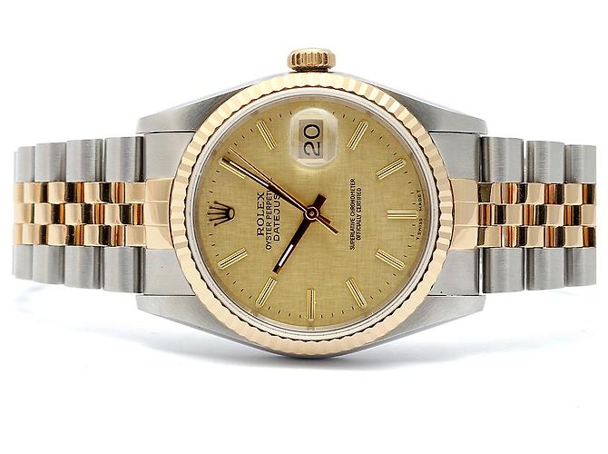 Rolex Orologio Combo da Uomo Datejust Linen Simple Index D'oro - vista 17