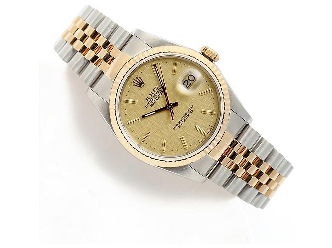 Rolex Orologio Combo da Uomo Datejust Linen Simple Index D'oro - vista 20