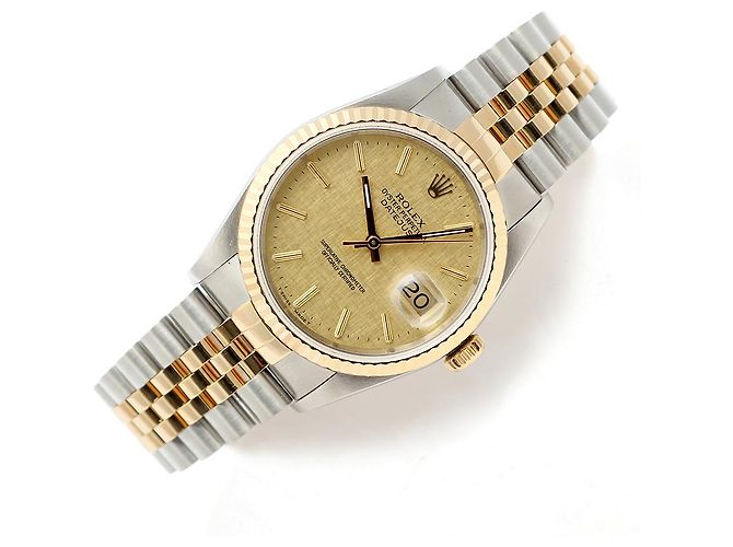 Rolex Orologio Combo da Uomo Datejust Linen Simple Index D'oro - vista 21