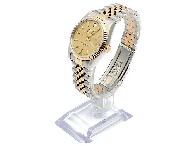 Rolex Orologio Combo da Uomo Datejust Linen Simple Index D'oro - vista 4