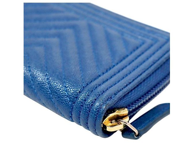 Chanel Navy Boy Chevron Zip Kartenetui Blau - Ansicht 5