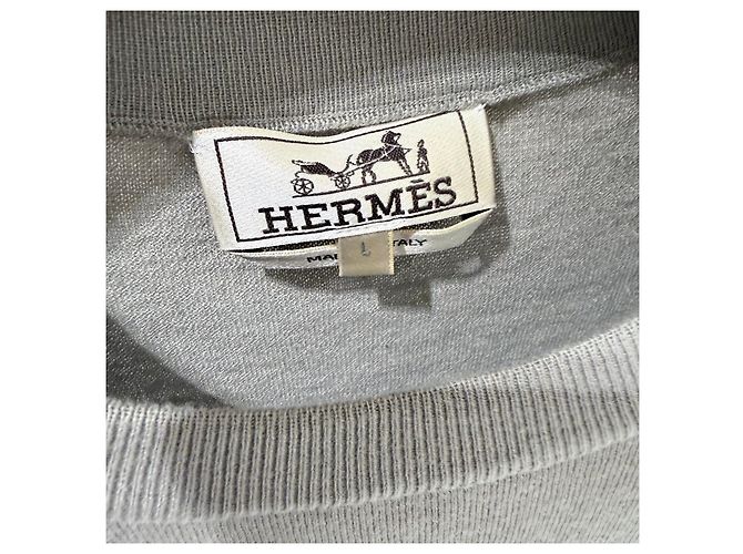 Hermès Mini Puzzle Floral Strick T-Shirt mit kurzen Ärmeln Braun - Ansicht 7