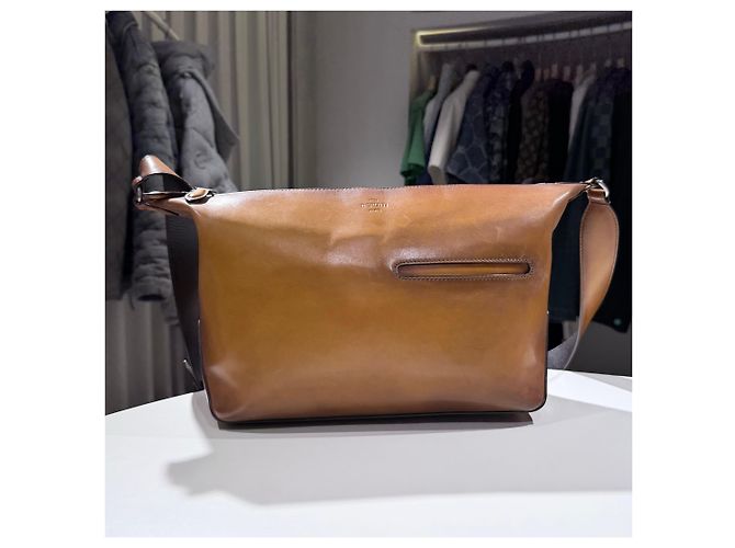 Berluti Borsa Messenger Hobo in pelle con cerniera morbida Tajour Marrone - vista 3