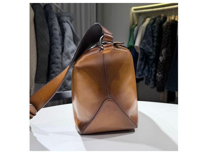 Berluti Borsa Messenger Hobo in pelle con cerniera morbida Tajour Marrone - vista 4