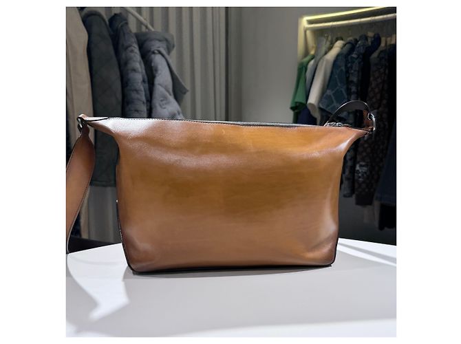 Berluti Borsa Messenger Hobo in pelle con cerniera morbida Tajour Marrone - vista 5