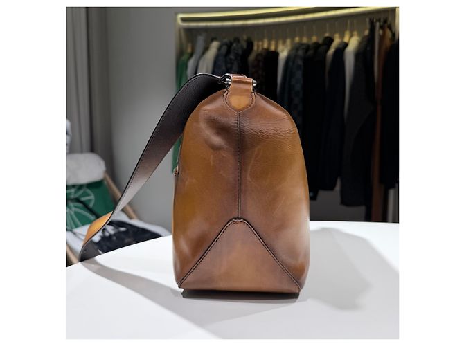Berluti Borsa Messenger Hobo in pelle con cerniera morbida Tajour Marrone - vista 6