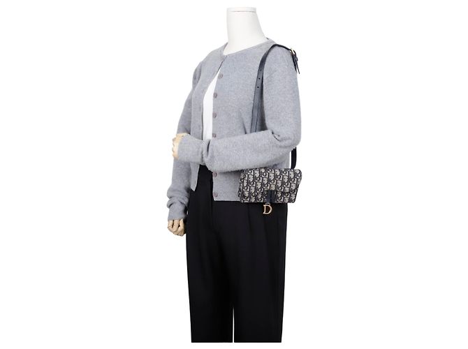 Dior Bolso Bandolera Oblique Saddle Azul - vista 14