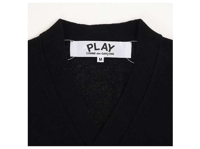 Comme Des Garcons Cardigan mit goldenem Herz-Patch Schwarz - Ansicht 3