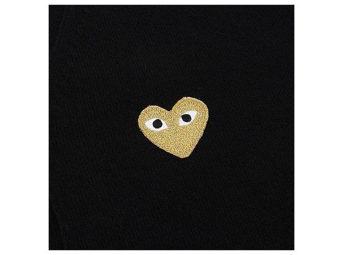 Comme Des Garcons Cardigan mit goldenem Herz-Patch Schwarz - Ansicht 4