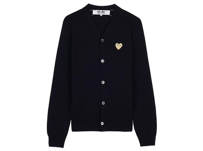Comme Des Garcons Cardigan mit goldenem Herz-Patch Schwarz - Ansicht 8