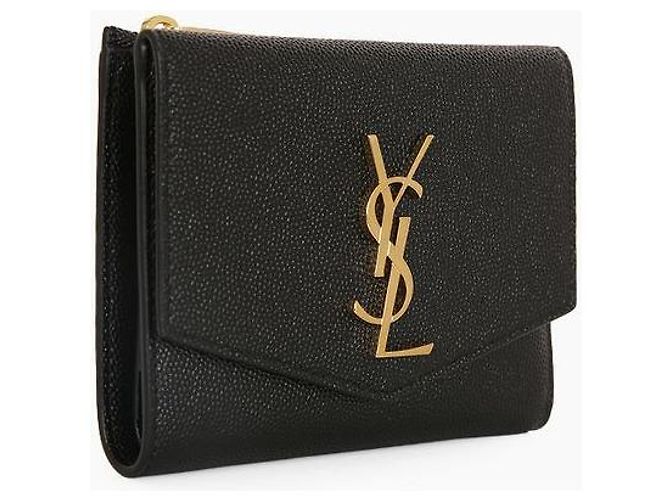 Saint Laurent Cartera tri-fold Iconic de cuero negro - vista 3