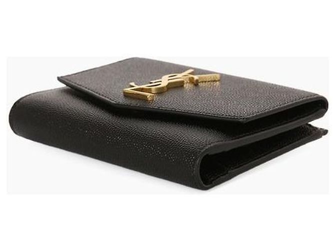 Saint Laurent Cartera tri-fold Iconic de cuero negro - vista 5
