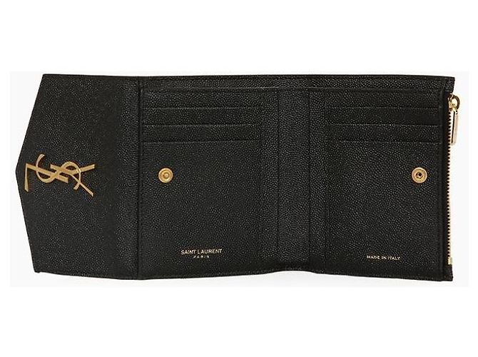 Saint Laurent Cartera tri-fold Iconic de cuero negro - vista 7