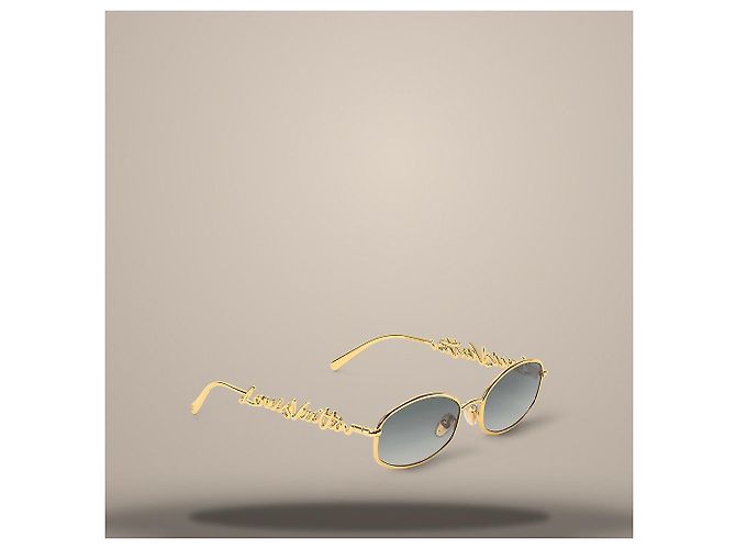 Louis Vuitton Occhiali da sole rotondi in metallo D'oro - vista 2