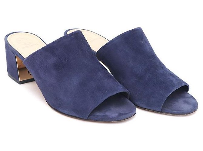 Tory Burch Mules e pantofole platform con zeppa in camoscio Blu - vista 3