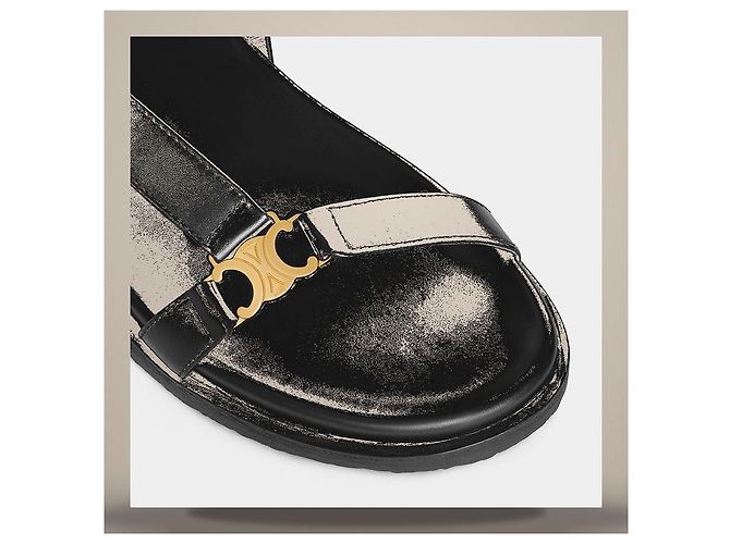 Céline Sandale Triomphe Mode en cuir de veau Black - vue 4