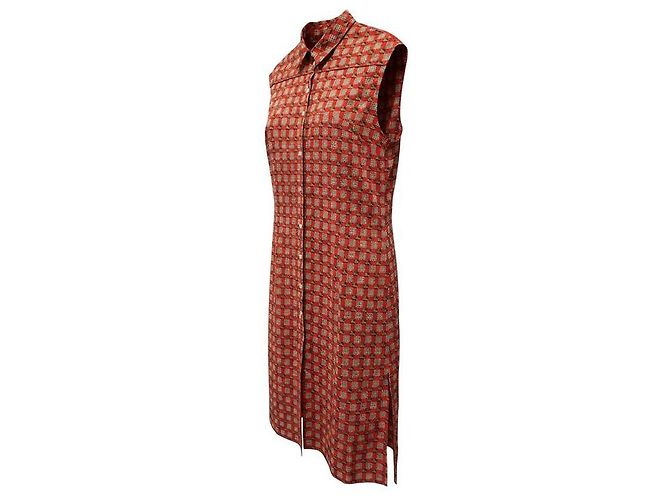 Burberry Vestido sin mangas a cuadros rojo coral Castaño - vista 2