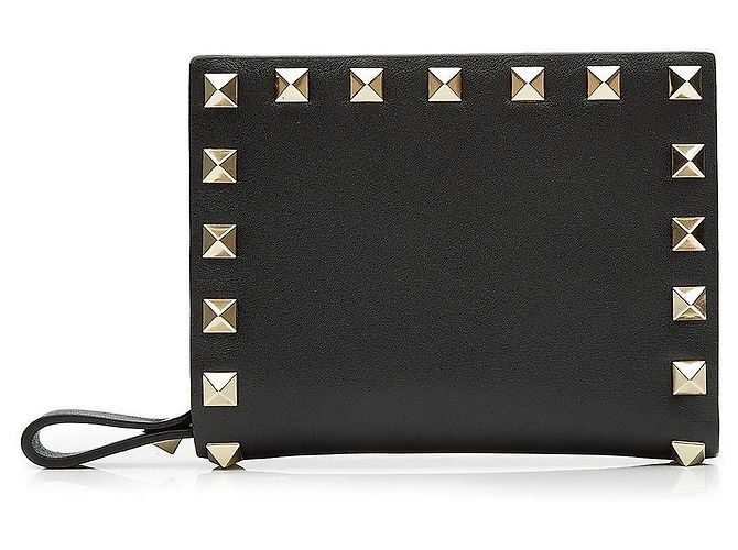 Valentino Carteira Rockstud Portfolio em couro Preto - vista 3
