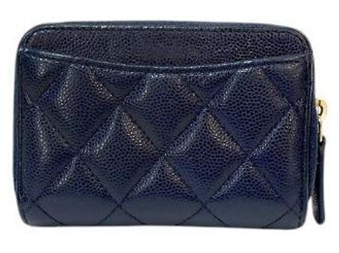 Chanel Zip-Kartenetui aus Kaviarleder in Navy Blau - Ansicht 3