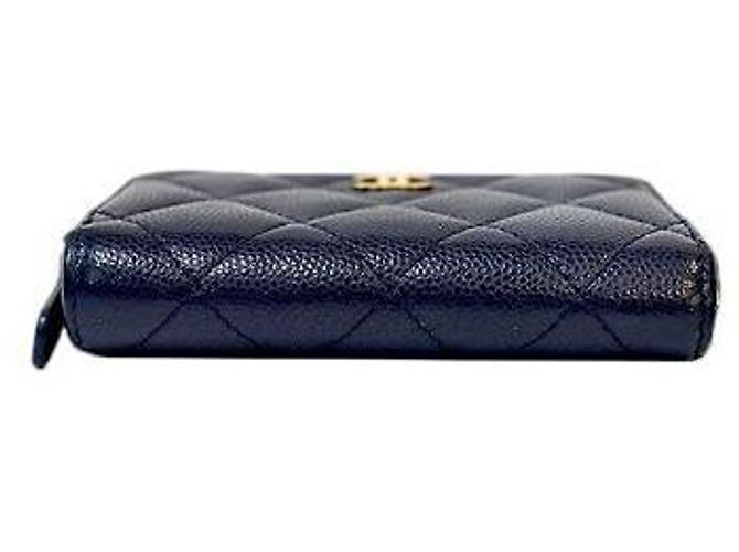 Chanel Zip-Kartenetui aus Kaviarleder in Navy Blau - Ansicht 4
