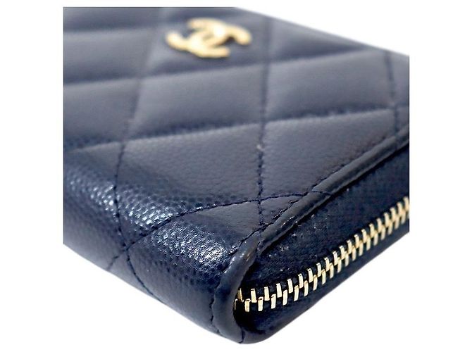 Chanel Zip-Kartenetui aus Kaviarleder in Navy Blau - Ansicht 5