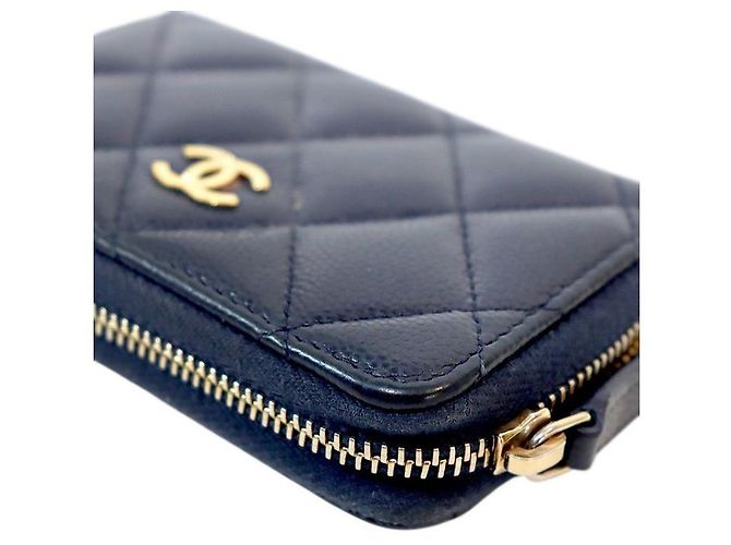 Chanel Zip-Kartenetui aus Kaviarleder in Navy Blau - Ansicht 6