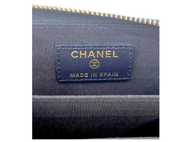 Chanel Zip-Kartenetui aus Kaviarleder in Navy Blau - Ansicht 7