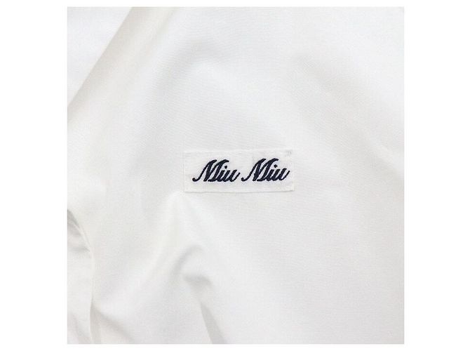 Miu Miu Vestido de popeline Initial Logo White - vista 6