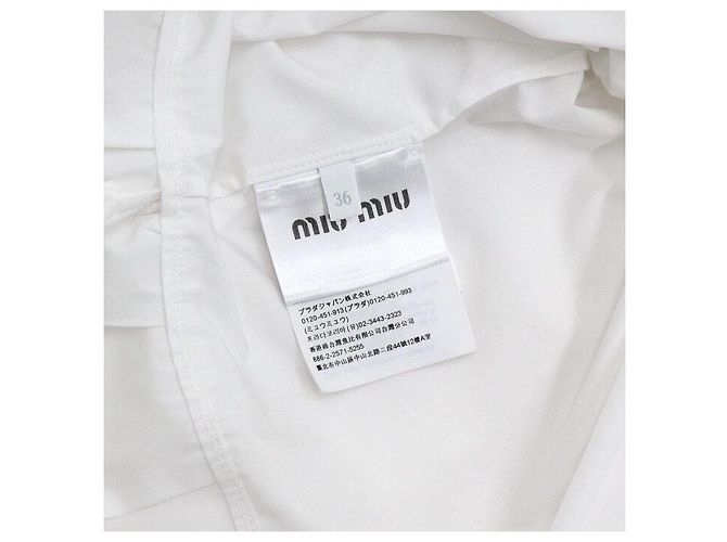 Miu Miu Vestido de popeline Initial Logo White - vista 7