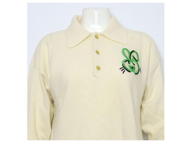 Gucci Langarm-Polo-T-Shirt mit Hasenstickerei Weiß - Ansicht 2