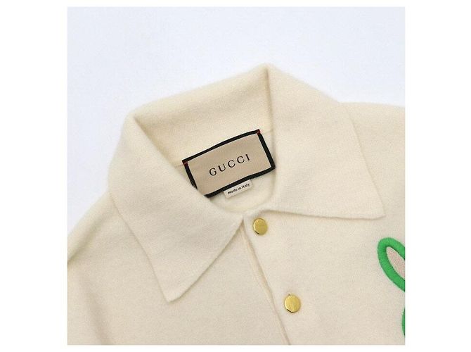 Gucci Langarm-Polo-T-Shirt mit Hasenstickerei Weiß - Ansicht 5