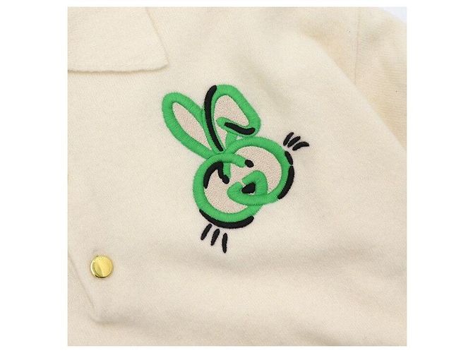 Gucci Langarm-Polo-T-Shirt mit Hasenstickerei Weiß - Ansicht 6