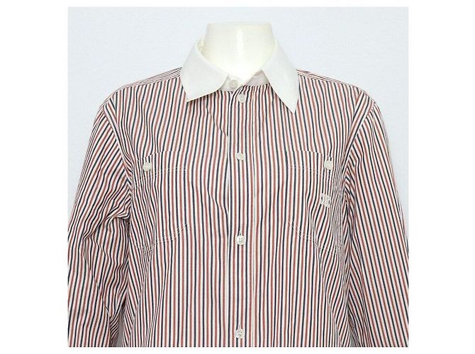 Céline Red Stripe Logo Embroidered Women's Shirt - view 2