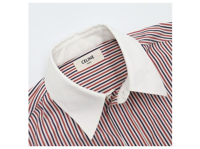 Céline Red Stripe Logo Embroidered Women's Shirt - view 5