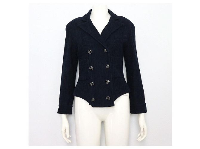 Chanel Navy Baumwolle CC Button Damen-Jacke und Rock Set
Navy Baumwolle CC Button Damen-Jacke
Navy Baumwolle CC Button Damen-Rock Blau - Ansicht 2